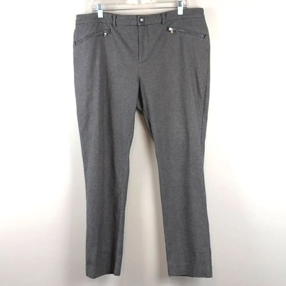 Lauren Ralph Lauren Black & White Houndstooth Tapered Leg Trouser Pants Size 16